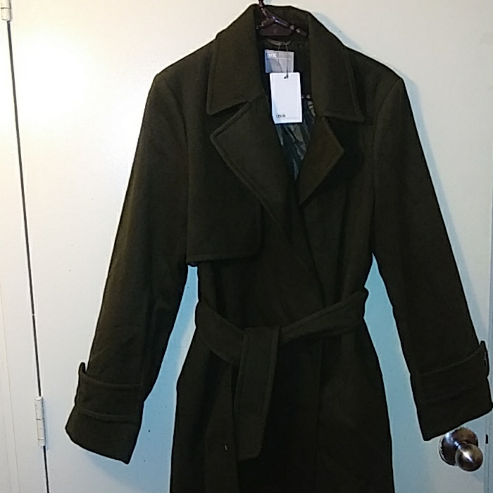 Olive Green Military Trench with Great Details!!